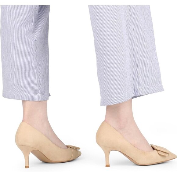 🆕Women's Cream Kitten Heels Closed Pointy Toe Pumps Stiletto Heels Office Shoes - Picture 5 of 7